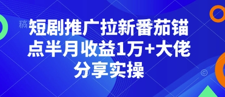 短剧推广拉新番茄锚点半月收益1万+大佬分享实操-旺铺专家