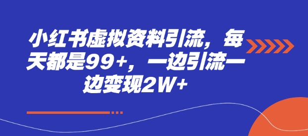 小红书虚拟资料引流，每天都是99+，一边引流一边变现2W+-旺铺专家