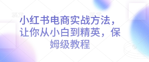 小红书电商实战方法，让你从小白到精英，保姆级教程-旺铺专家