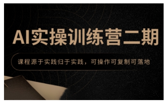 AI实操训练营二期，课程源于实践归于实践，可操作可复制可落地-旺铺专家