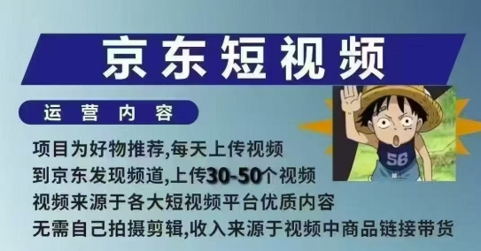 京东短视频带货课，无需自己拍摄剪辑，保姆式教学，两天快速上手-旺铺专家