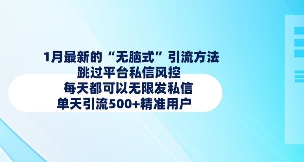 1月最新的无脑式引流方法，跳过平台私信风控，每天都可以无限发私信，单天引流500+精准用户-旺铺专家
