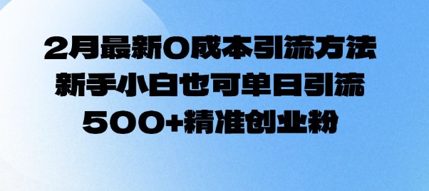 2月最新0成本引流方法，新手小白也可单日引流500+精准创业粉-旺铺专家