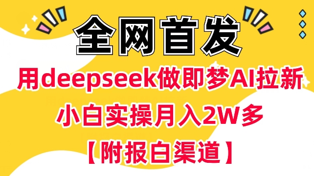 用deepseek做即梦Ai拉新 小白实操月入过W+【附报白渠道】-旺铺专家