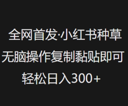 全网首发，小红书种草无脑操作，复制黏贴即可，轻松日入3张-旺铺专家