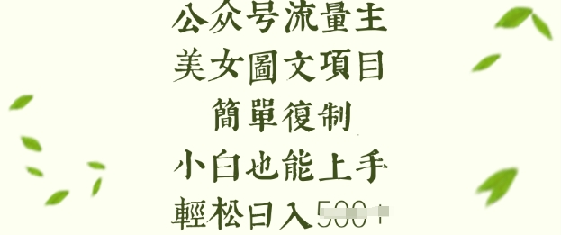 流量主长期收益项目，美女图片简单复制，小白也能上手，轻松日入5张-旺铺专家