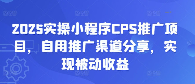 2025实操小程序CPS推广项目，自用推广渠道分享，实现被动收益-旺铺专家