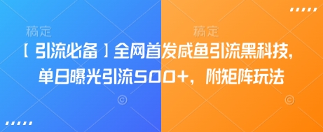 【引流必备】全网首发咸鱼引流黑科技，单日曝光引流500+，附矩阵玩法-旺铺专家