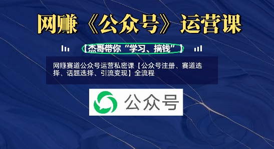 网创赛道公众号运营私密课【公众号注册、赛道选择、话题选择、引流变现】全流程-旺铺专家
