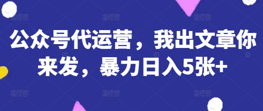 公众号代运营，我出文章你来发，暴力日入5张+-旺铺专家