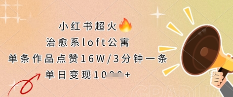 小红书超火的治愈系loft公寓，单条作品点赞16W，3分钟一条，单日变现数张-旺铺专家