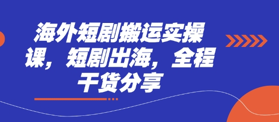 海外短剧搬运实操课，短剧出海，全程干货分享-旺铺专家