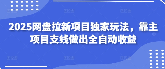 2025网盘拉新项目独家玩法，靠主项目支线做出全自动收益-旺铺专家