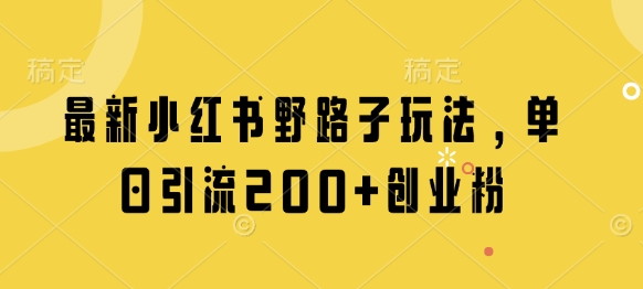 最新小红书野路子玩法，单日引流200+创业粉-旺铺专家