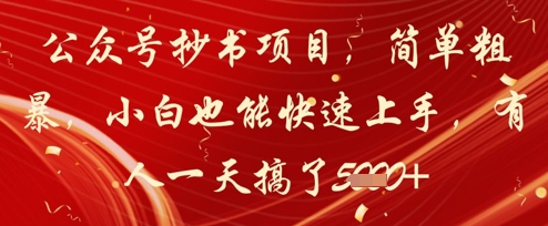 公众号抄书项目，简单粗暴，小白也能快速上手，有人一天搞了1k+-旺铺专家