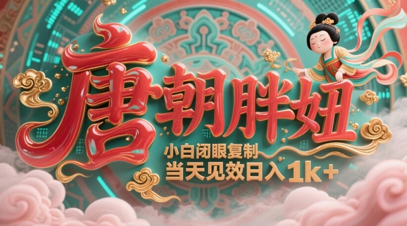 用AI克隆“唐朝胖妞”日更3条，平台疯狂推流，小白闭眼复制，当天见效，日入1k+-旺铺专家