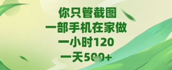 你只管截图，一部手机在家做，苹果安卓都可以，一天5张+-旺铺专家