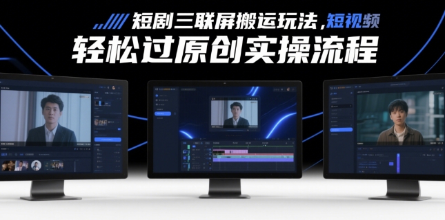 短剧三联屏搬运玩法，短剧搬运轻松过原创实操流程-旺铺专家
