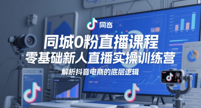同城0粉直播课程，零基础新人直播实操训练营，解析抖音电商的底层逻辑-旺铺专家