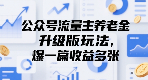 公众号流量主养老金升级版玩法，爆一篇收益多张-旺铺专家