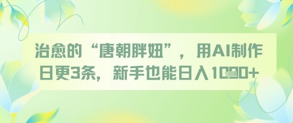 治愈的“唐朝胖妞”，用AI制作日更3条，新手也能日入多张-旺铺专家