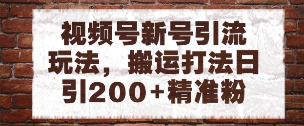 视频号新号引流玩法，搬运打法日引200+精准粉，可矩阵放大-旺铺专家