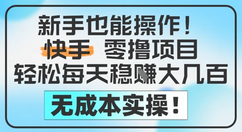 新手也能操作，快手零撸挣米，轻松每天挣2-5张，完全无成本-旺铺专家